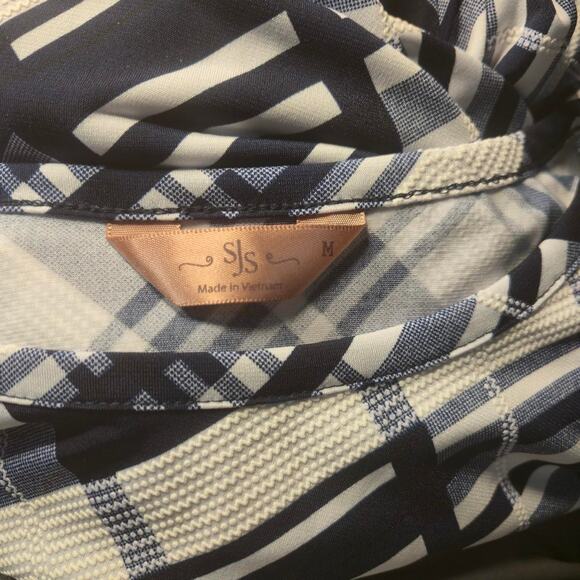 Sjs navy blue & white plaid dress size medium - Picture 4 of 6